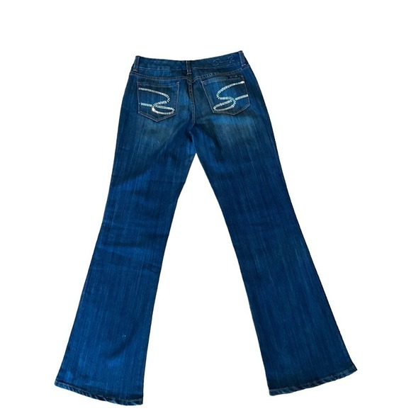 Seven 7 Jeans Women's SZ 29 Blue Denim Crystal Bootcut Leg Dark Wash Low Rise - Picture 2 of 6